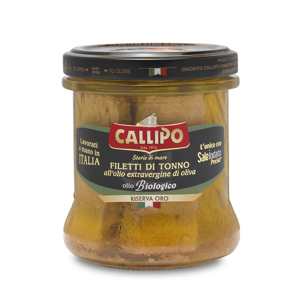 Riserva Oro Filetti Tonno G. 150 All'Olio Extravergine Biologico - Vaso Vetro
